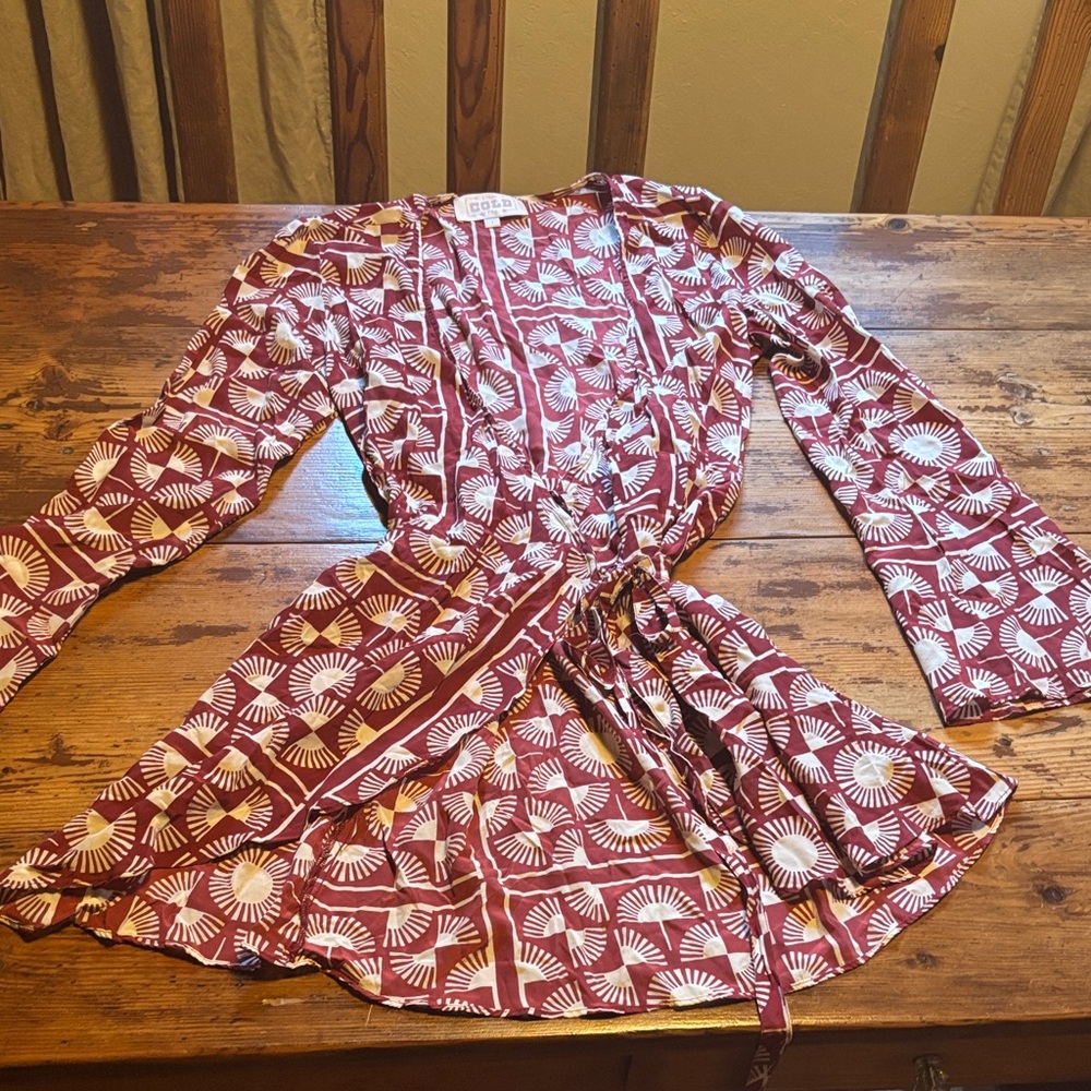 Stone cold fox silk wrap dress